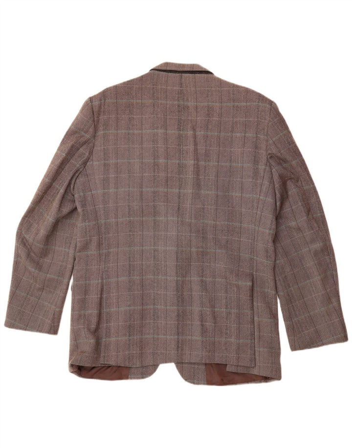 Jaqueta blazer masculina longa de 2 botões AQUASCUTUM Reino Unido 40 grande espinha de peixe cinza