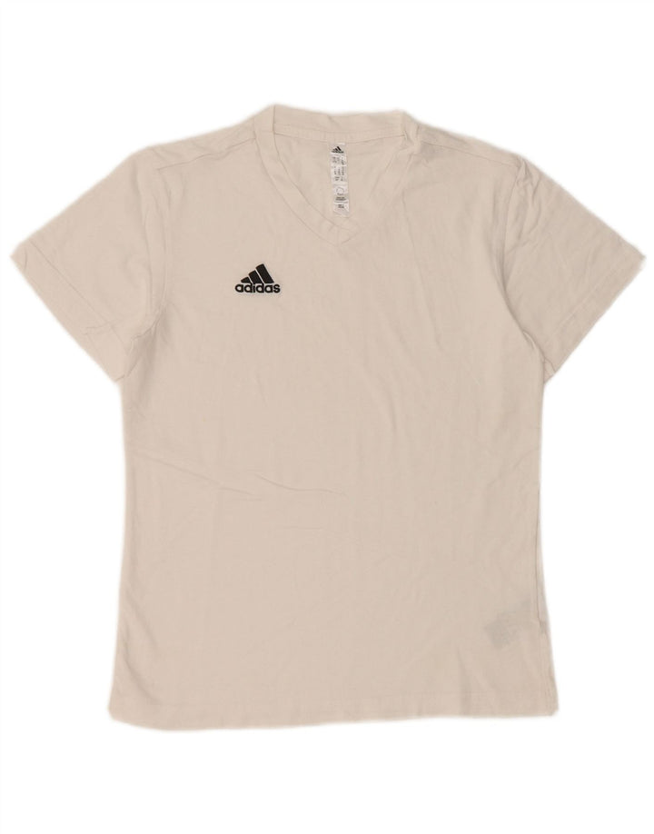 ADIDAS Womens T-Shirt Top UK 8/10 Pequeno Algodão Branco