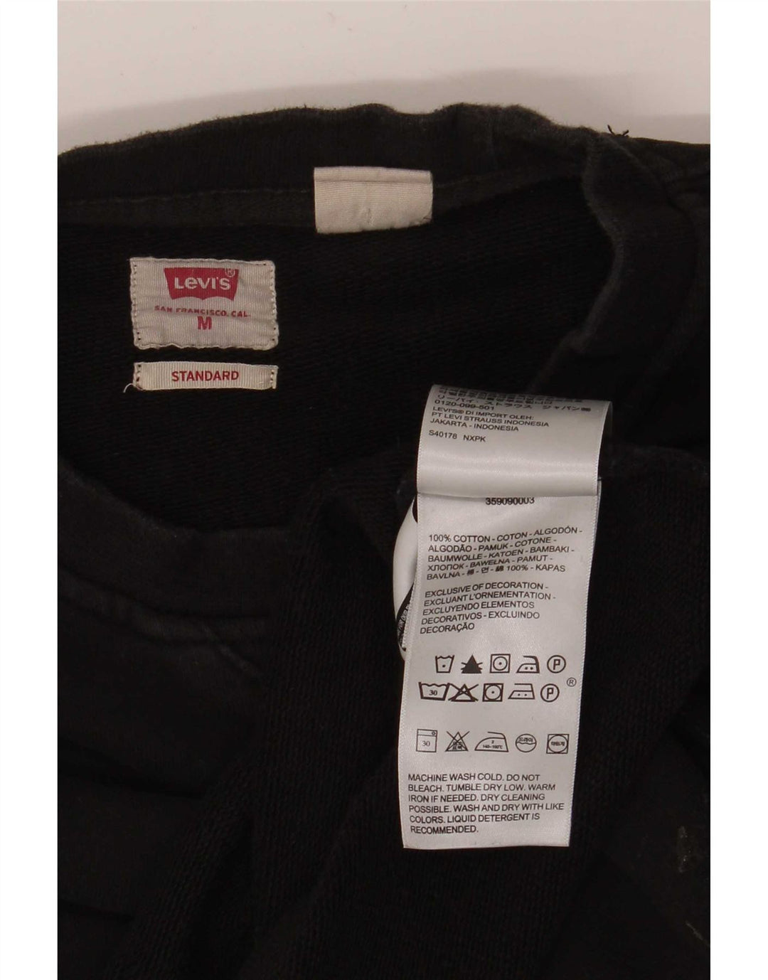 Suéter de moletom oversized padrão feminino Levi's Reino Unido 14 médio preto