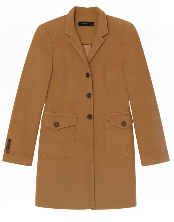 Sobretudo feminino Zara UK 12 algodão bege médio
