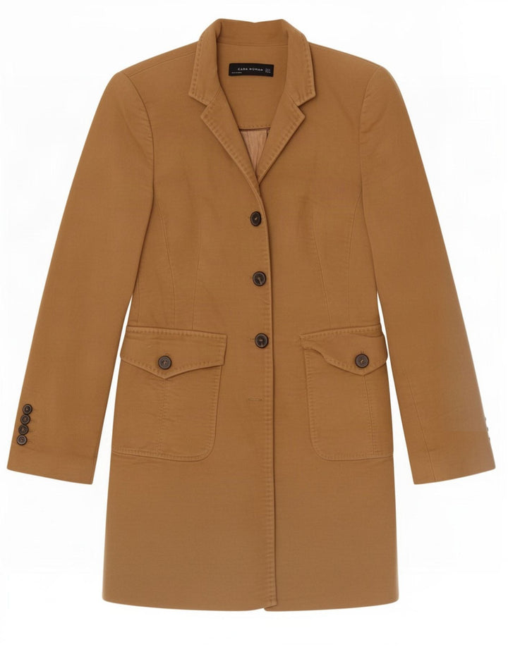 Sobretudo feminino Zara UK 12 algodão bege médio