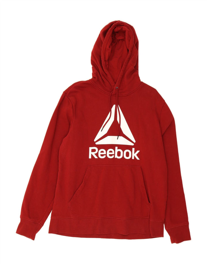 REEBOK Mens Graphic Hoodie Jumper Large Red Cotton Vintage Reebok and Second-Hand Reebok from Messina Hembry 