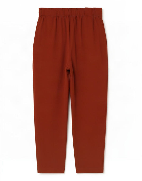 Calça casual feminina M&Co Pegged UK 16 grande W30 L28 algodão vermelho