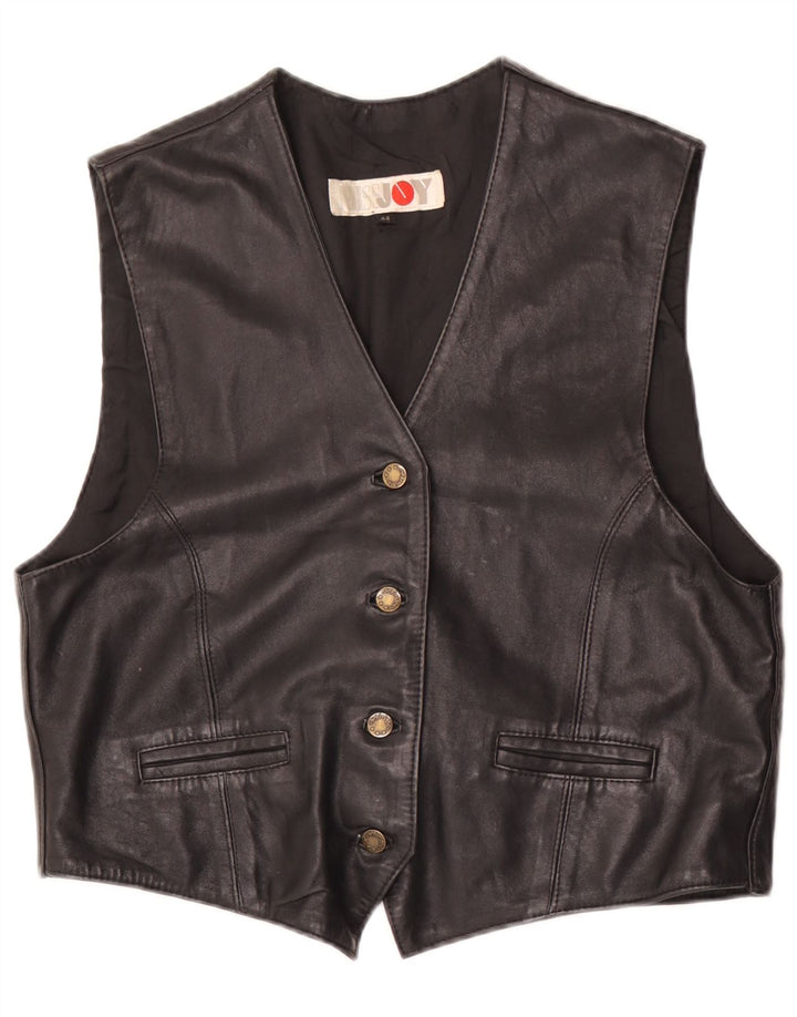 Colete de couro feminino Joy IT 44 médio preto