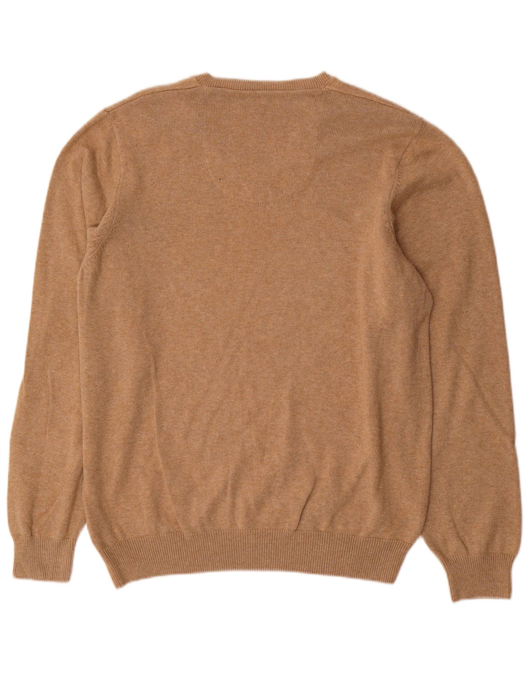 Suéter masculino Marks & Spencer com ajuste regular e decote em V, grande algodão bege