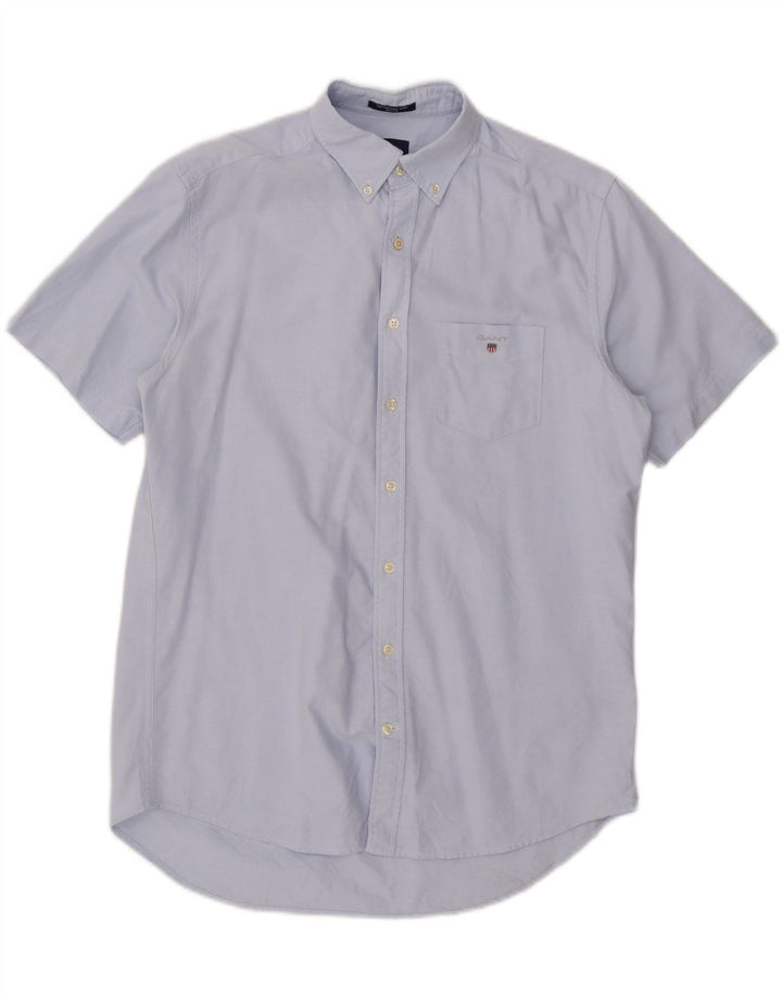 Camisa masculina Gant manga curta regular fit tamanho 39 algodão azul médio