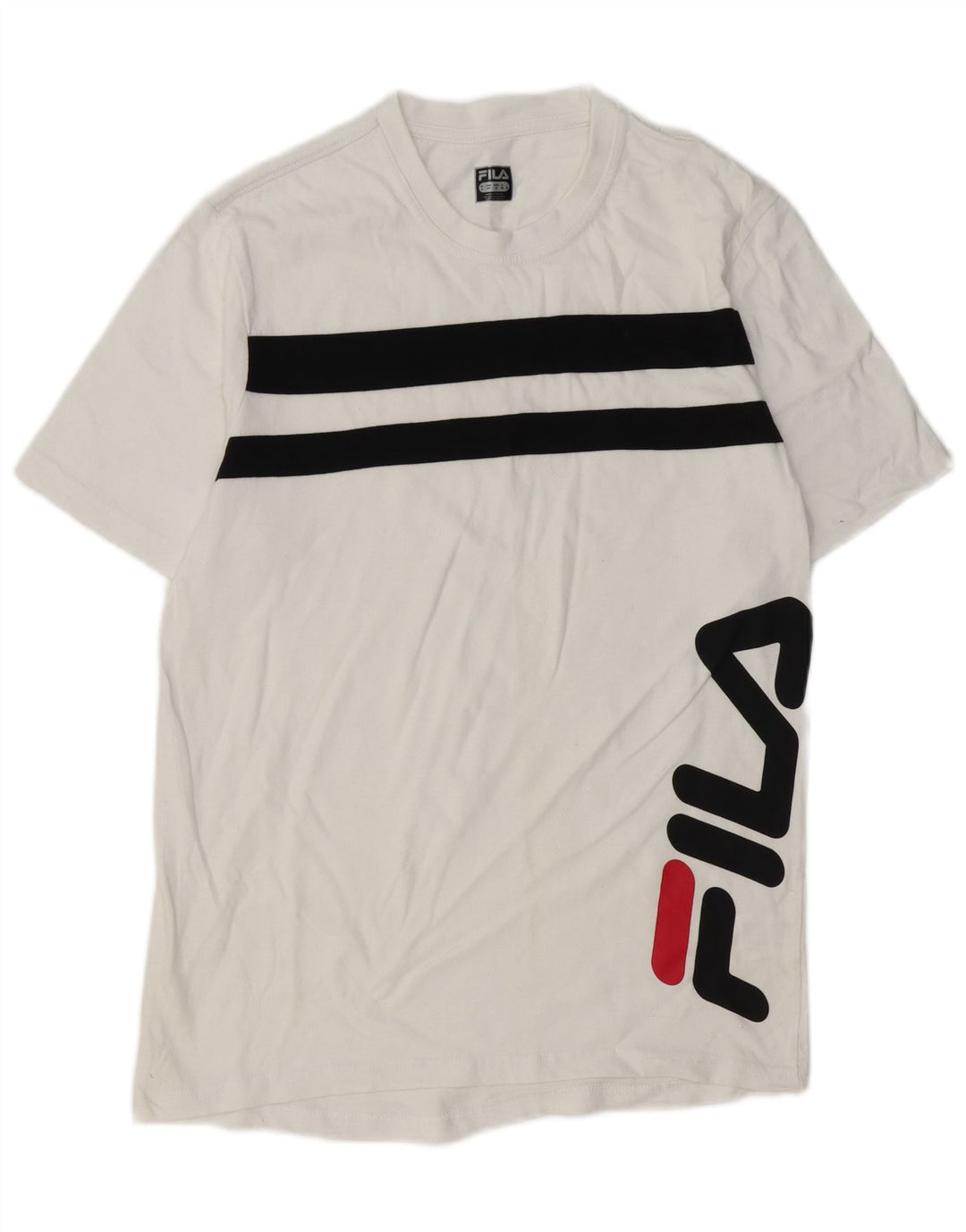 Camiseta masculina gráfica FILA Top médio de algodão listrado branco