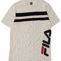 Camiseta masculina gráfica FILA Top médio de algodão listrado branco