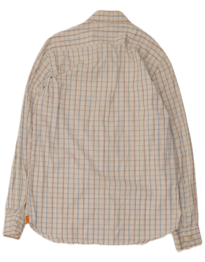 Camisa masculina Massimo Dutti grande xadrez branco