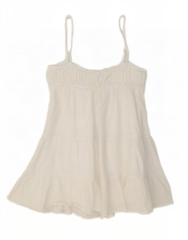 Vestido de verão feminino Zara UK 12 algodão branco médio