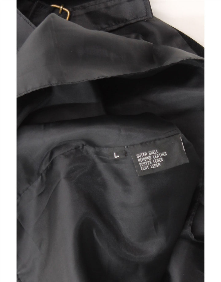 Colete masculino vintage de camurça grande couro preto