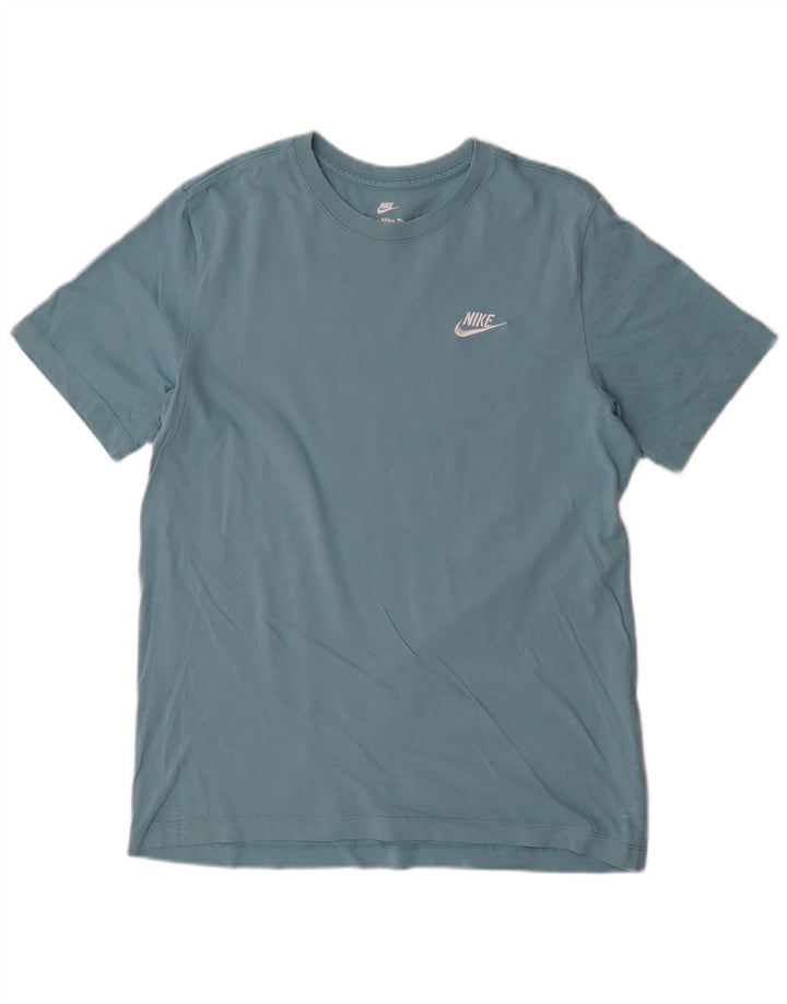 Nike Mens Camiseta Top Médio Algodão Azul