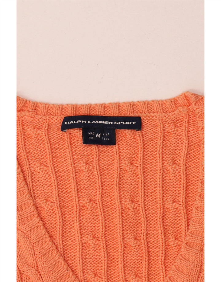 Suéter feminino Ralph Lauren com decote em V Reino Unido 12 médio laranja