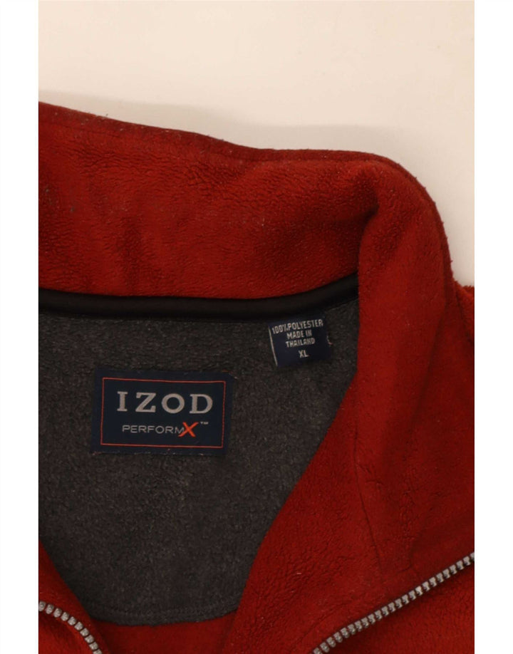 Suéter masculino Izod de lã com zíper e gola XL poliéster vermelho