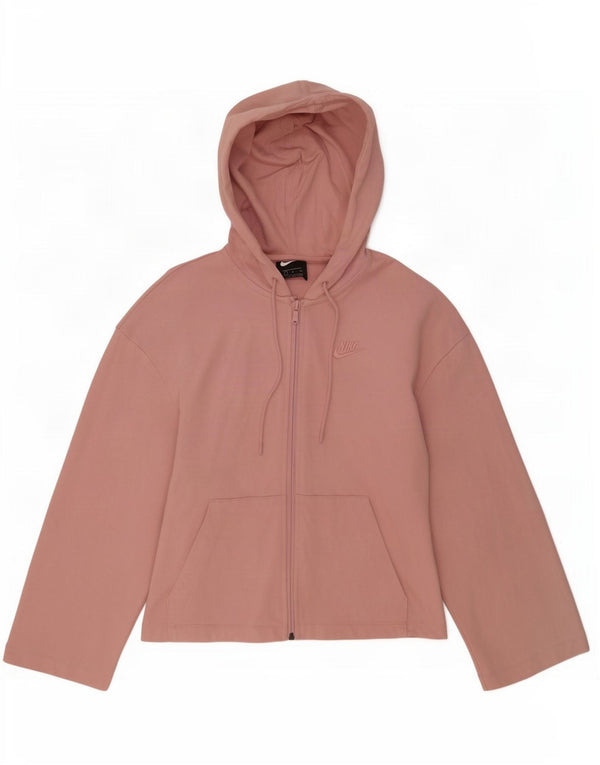 Suéter Nike Feminino Oversized Crop Zip Hoodie Reino Unido 10 Pequeno Algodão Rosa
