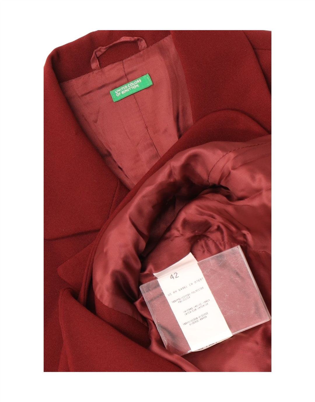 Jaqueta Blazer Feminina Benetton com 3 Botões IT 42 Médio Borgonha Poliéster