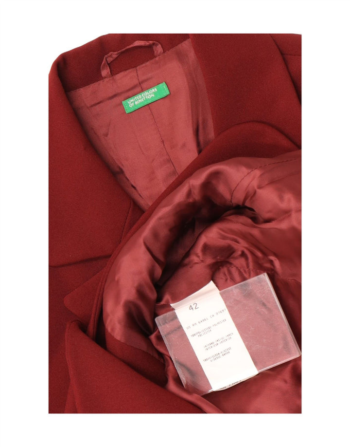Jaqueta Blazer Feminina Benetton com 3 Botões IT 42 Médio Borgonha Poliéster