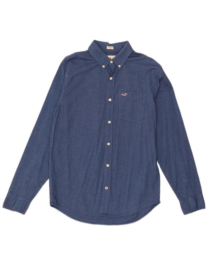 Camisa masculina Hollister pequena azul algodão