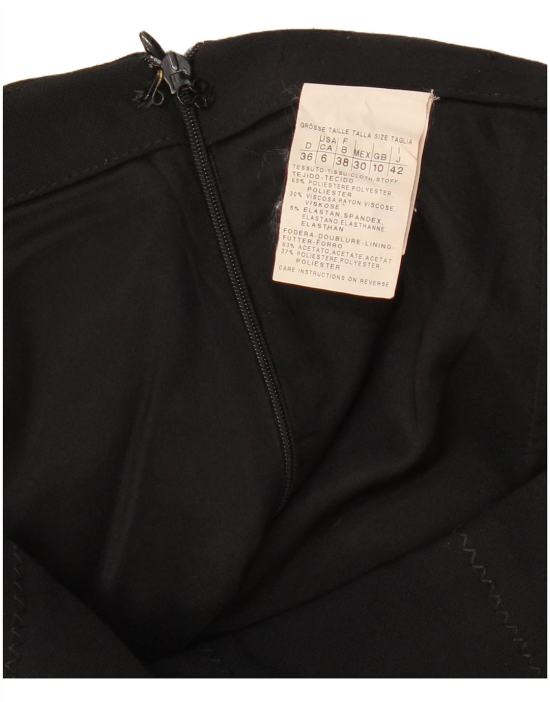 Saia lápis feminina VINTAGE UK 10 pequena W29 poliéster preto