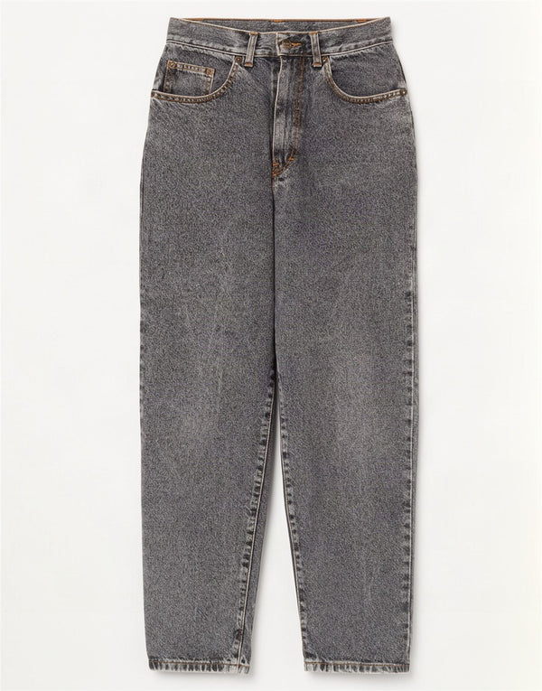 Jeans feminino vintage cintura alta cônico IT 40 pequeno W26 L30 algodão cinza