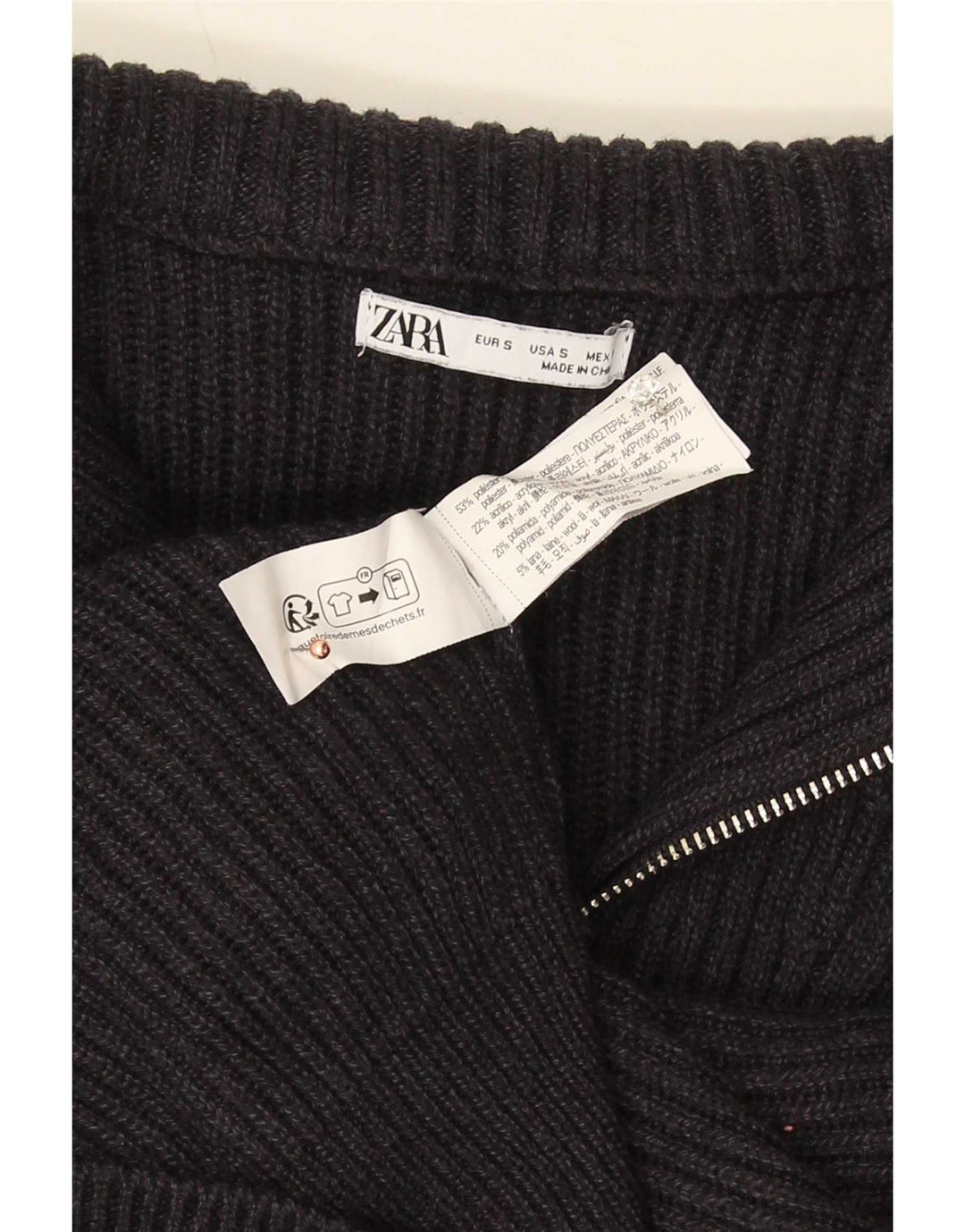 Suéter Zara masculino com zíper e gola pequena poliéster cinza