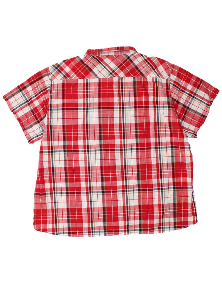Camisa masculina de manga curta Weird Fish 4XL algodão xadrez vermelho