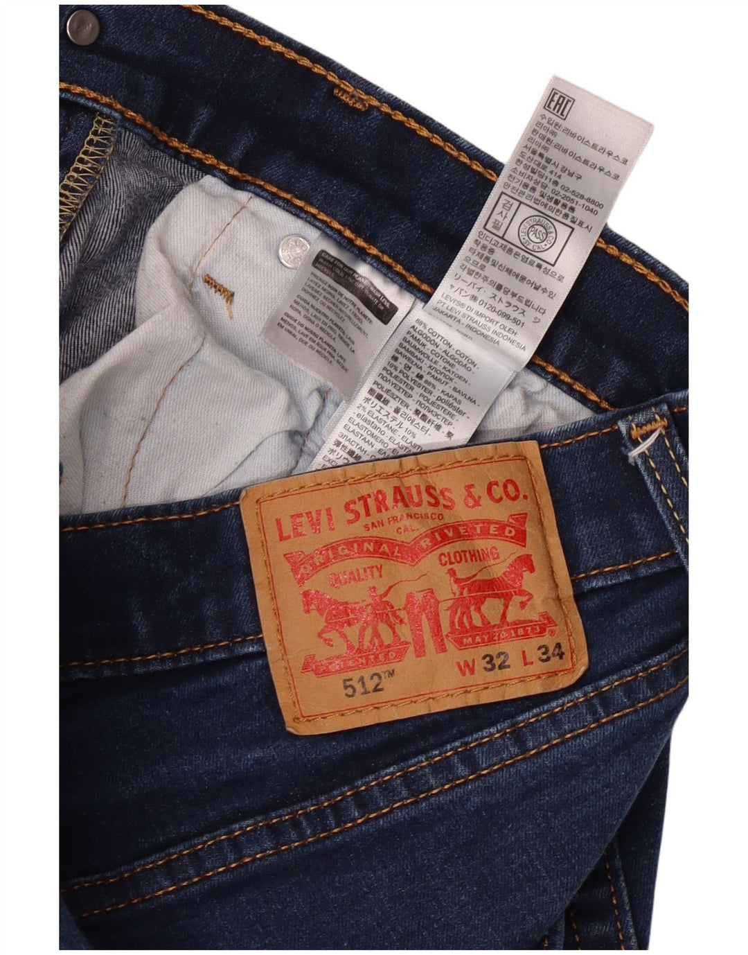 Calça jeans masculina Levi's 512 Slim Tapered W32 L31 azul algodão