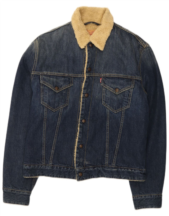 Jaqueta jeans masculina Sherpa Levi's UK 38 algodão azul médio