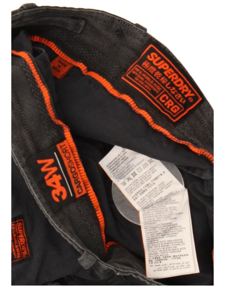 Superdry Mens Cargo Shorts W34 Grande Algodão Preto