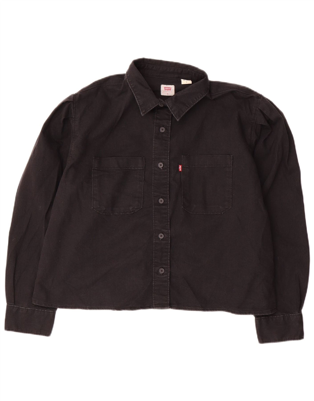 Camisa jeans feminina grande da LEVI'S Reino Unido 14 algodão preto médio