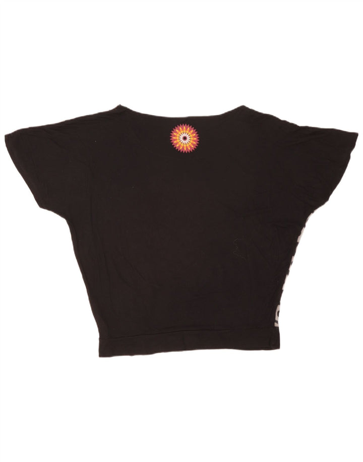 Blusa gráfica feminina Desigual Top UK 14 médio preto viscose geométrica