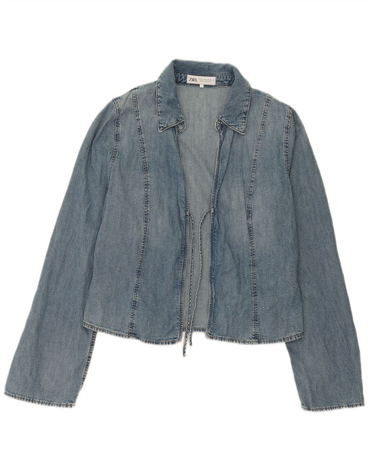 Jaqueta jeans feminina Zara UK 18 XL azul algodão