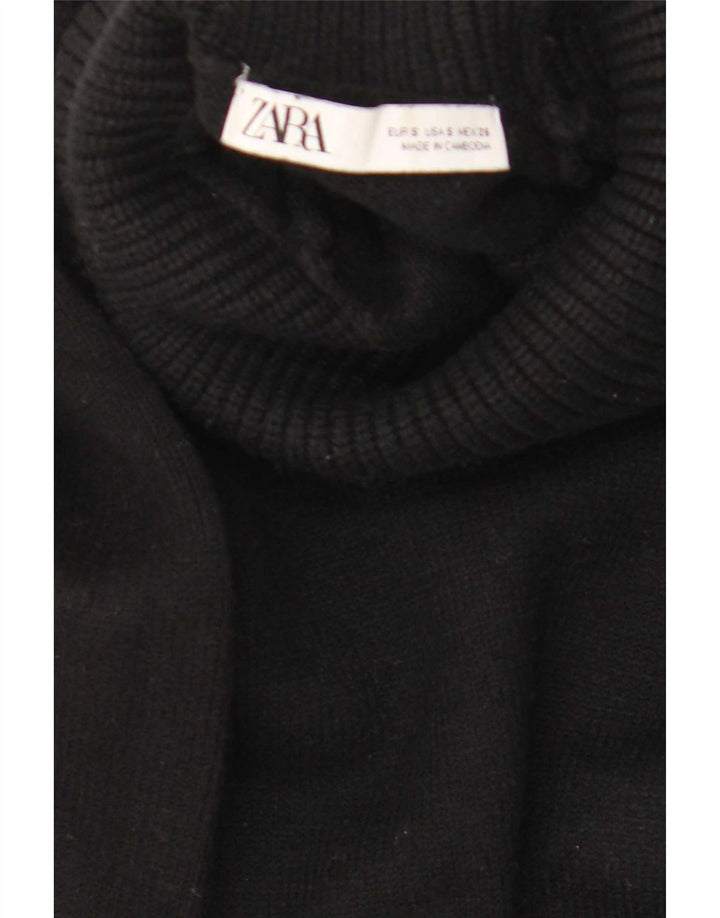 Suéter feminino Zara Longline oversized com gola redonda Reino Unido 10 pequeno preto