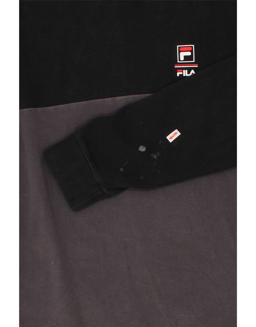 FILA Mens Sweatshirt Jumper Medium Black Colourblock Cotton Vintage Fila and Second-Hand Fila from Messina Hembry 