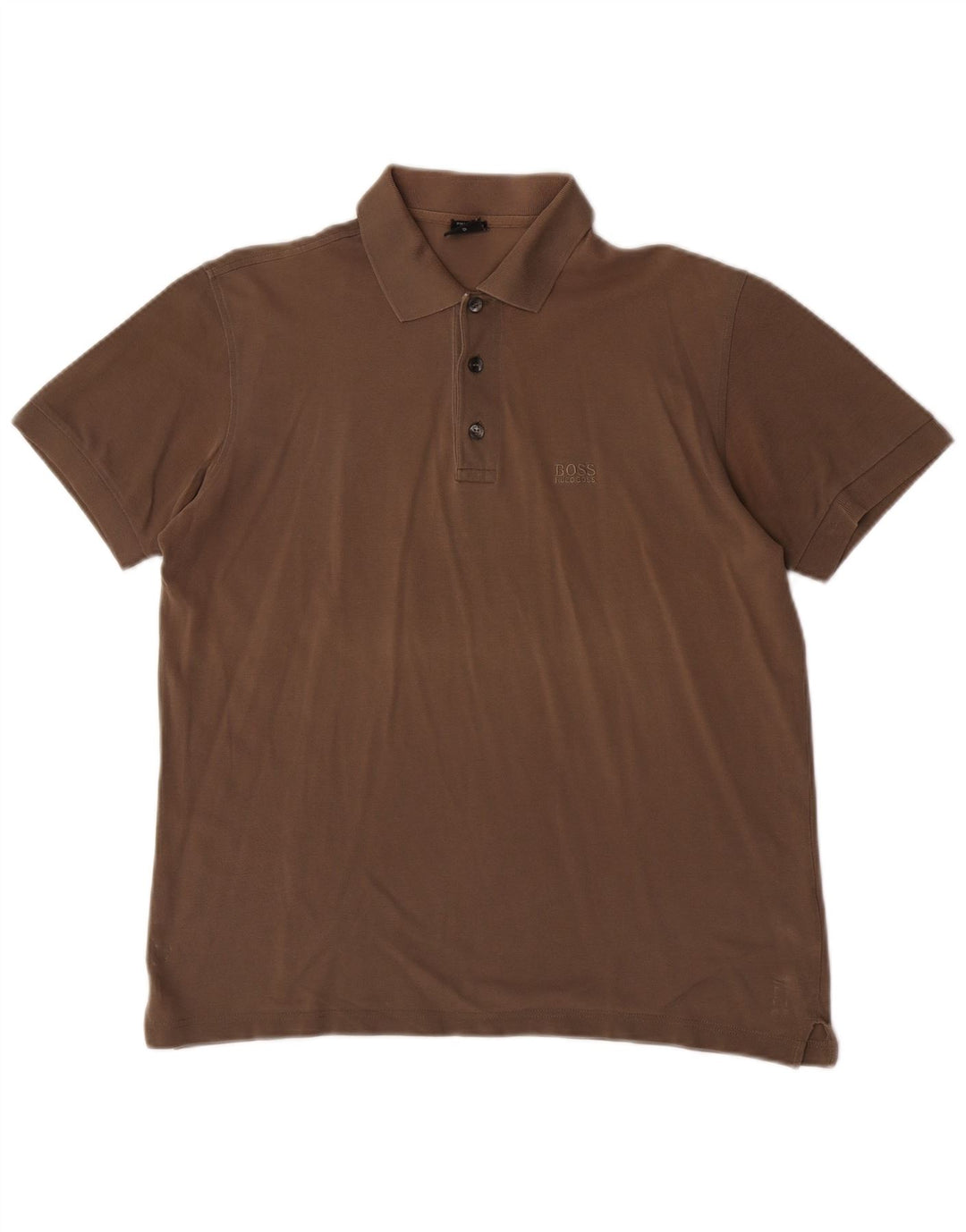 Camisa pólo masculina Hugo Boss pequena algodão marrom