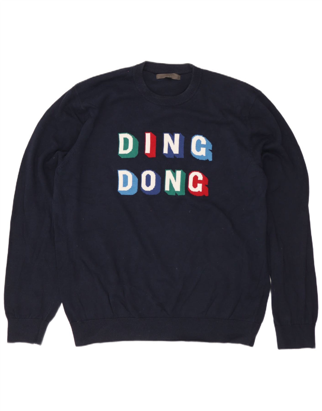 Suéter masculino MARKS & SPENCER com gola redonda grande azul marinho
