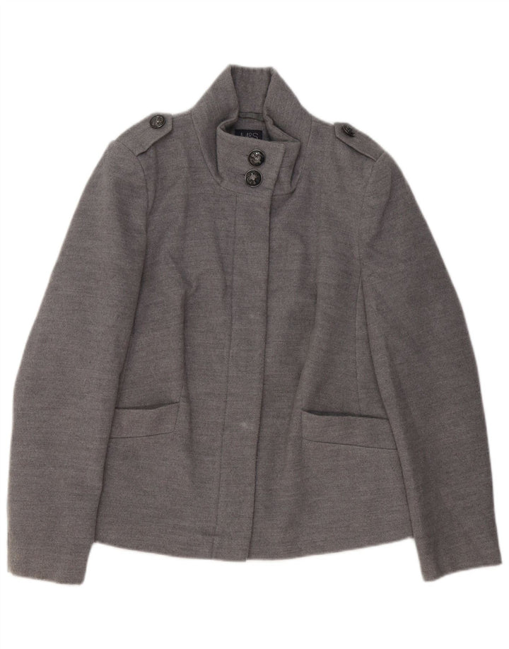 Jaqueta militar feminina Marks & Spencer UK 12 poliéster cinza médio