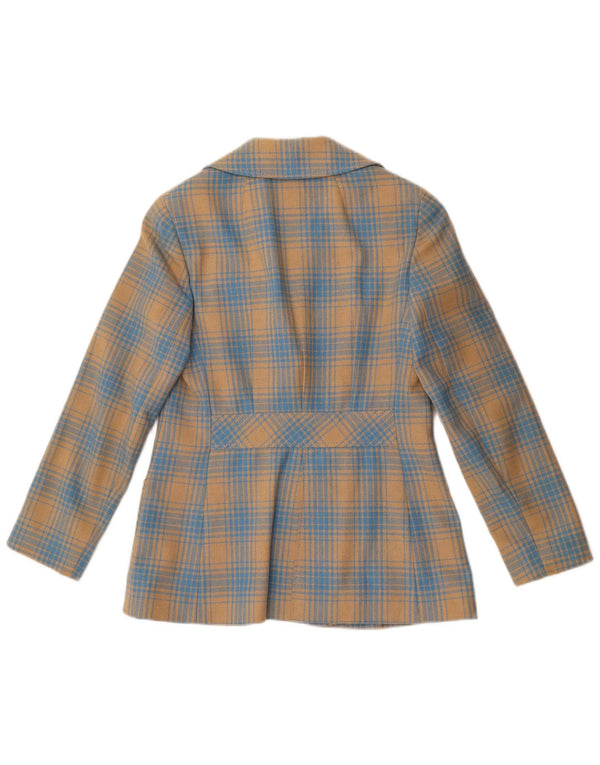 Jaqueta blazer feminina Stylbert com 3 botões Reino Unido 10 xadrez azul pequeno