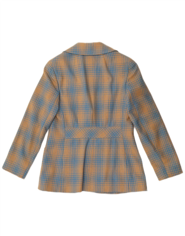 Jaqueta blazer feminina Stylbert com 3 botões Reino Unido 10 xadrez azul pequeno