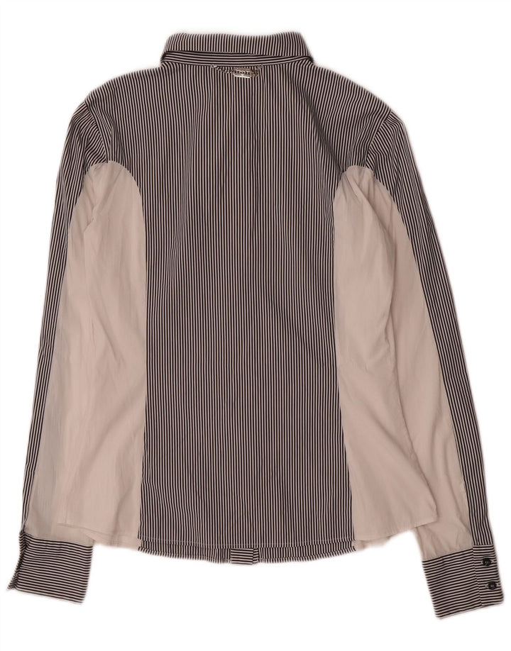 Camisa feminina Richmond IT 46 grande algodão listrado preto