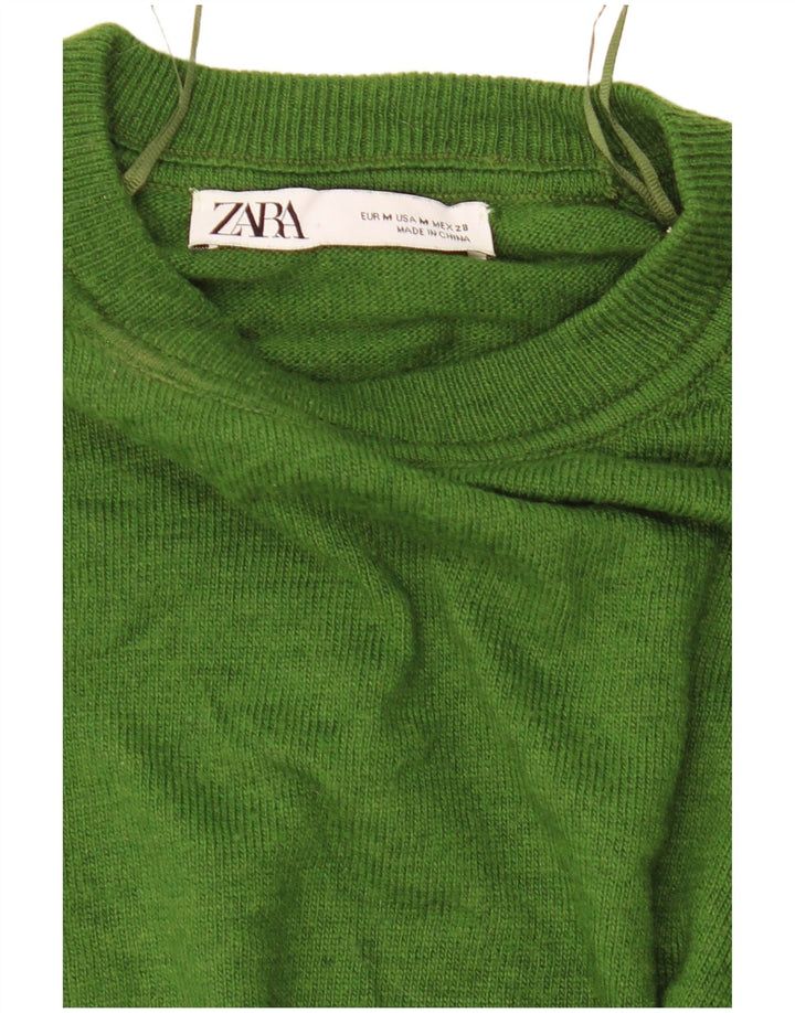 Zara Womens Crop Oversized Top Manga Longa Reino Unido 14 Médio Verde