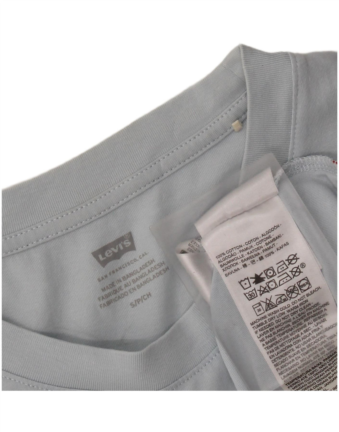 Camiseta feminina estampada grande da LEVI'S Reino Unido 10 bloco colorido azul pequeno