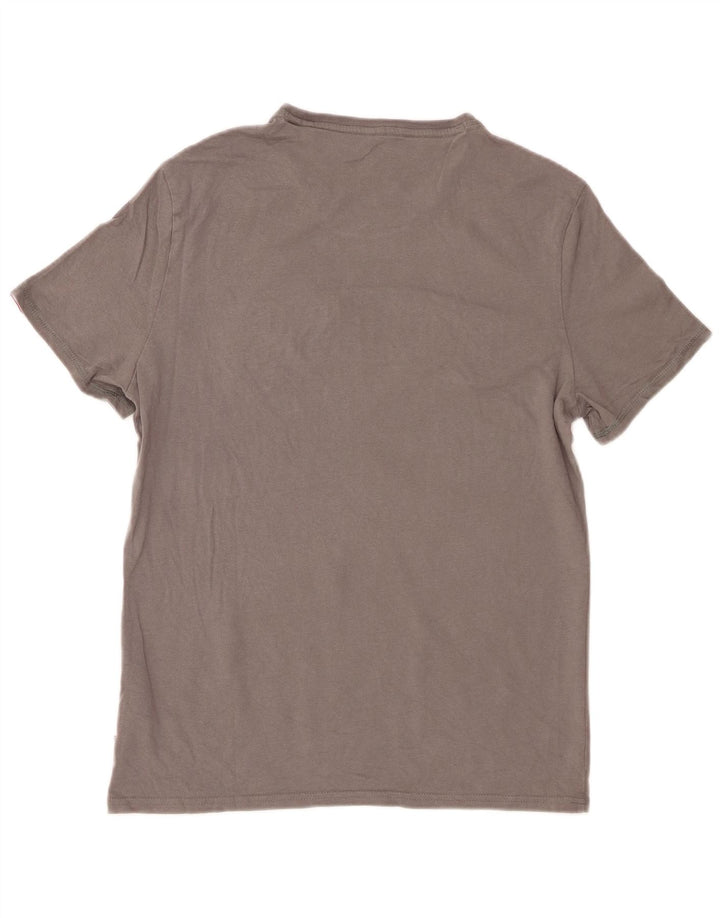 Guess Camiseta masculina slim fit gráfica top algodão cinza médio