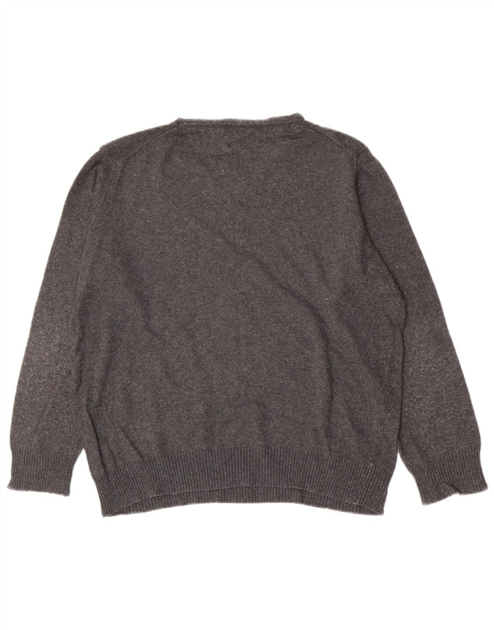 Suéter feminino Benetton com gola canoa UK 12 cinza médio