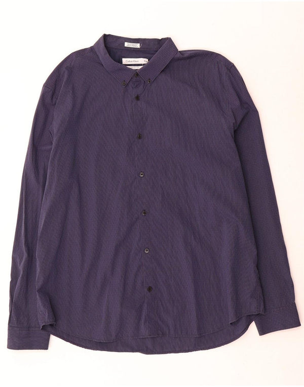 Camisa masculina Calvin Klein 2XL algodão listrado azul marinho