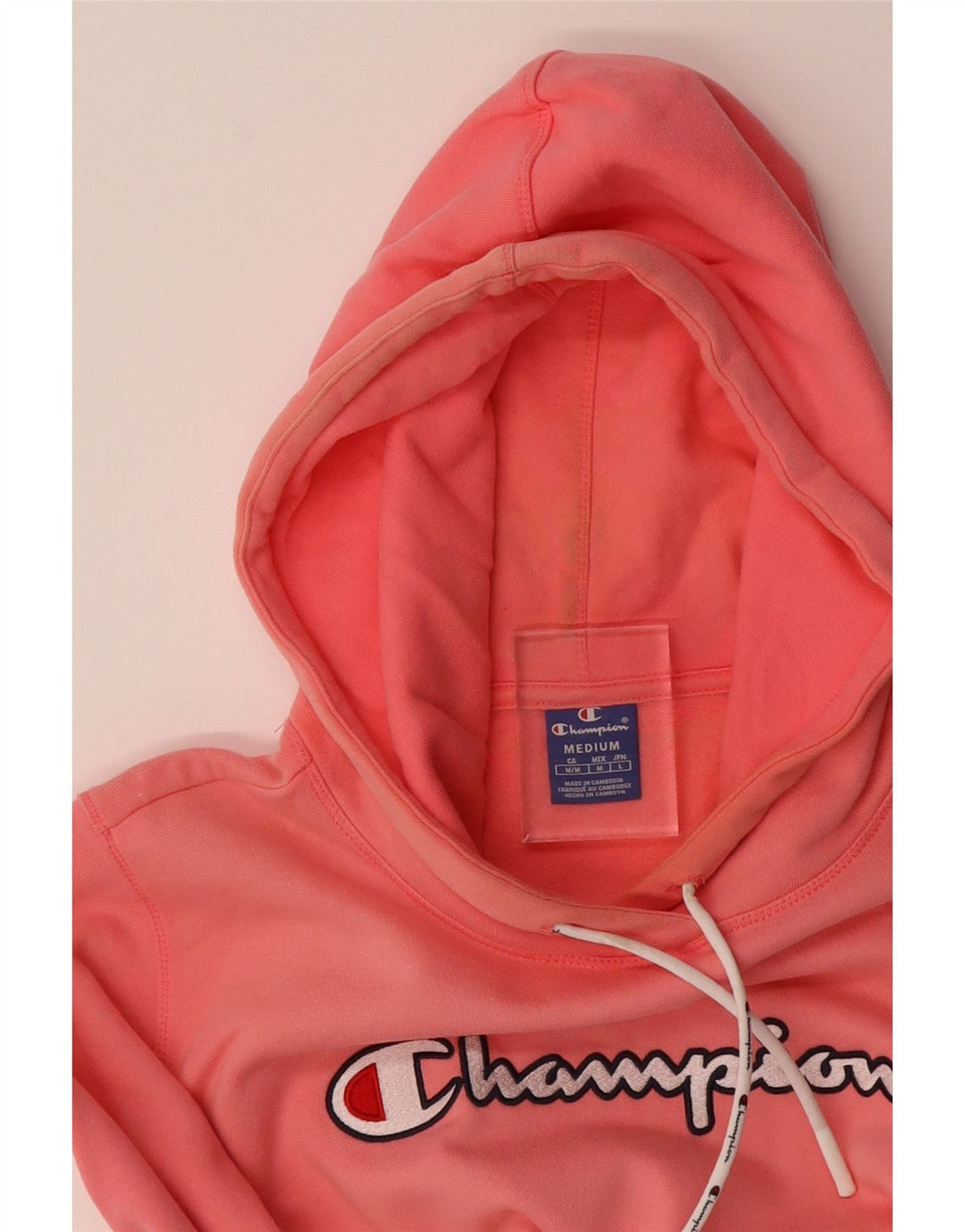CHAMPION Suéter com capuz gráfico feminino UK 14 rosa médio
