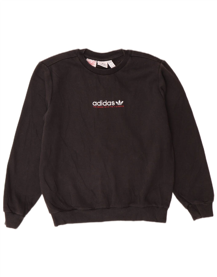 Adidas meninos moletom gráfico jumper 11-12 anos médio preto algodão
