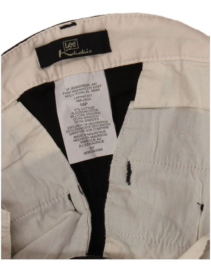 LEE Calça capri feminina cáqui de cintura alta US 16 2XL W32 L18 algodão preto