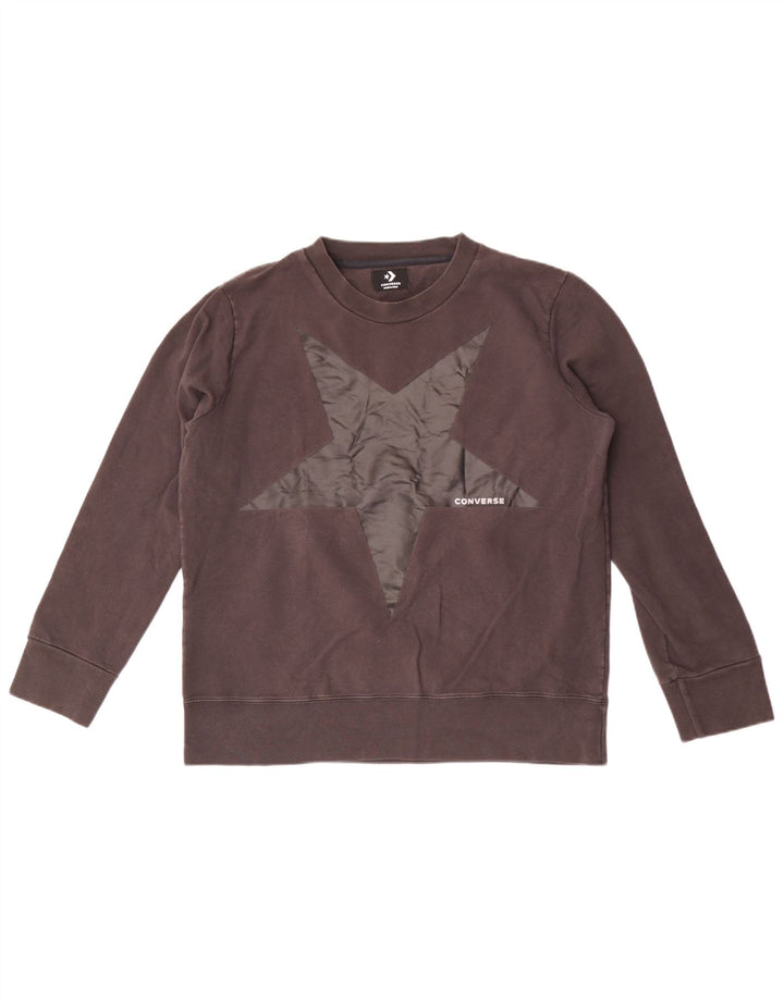 Converse feminino gráfico moletom jumper UK 16 grande algodão cinza