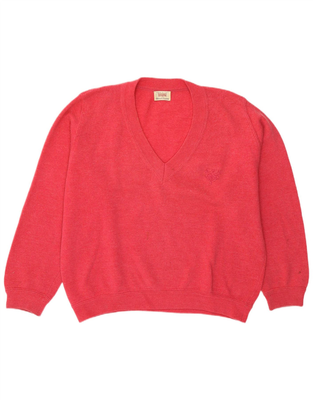 Suéter feminino Sisley com decote em V grande tamanho UK 14 rosa médio